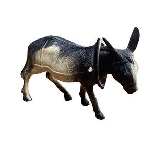 Vintage Celluloid Donkey Bobblehead Figurine with Collar